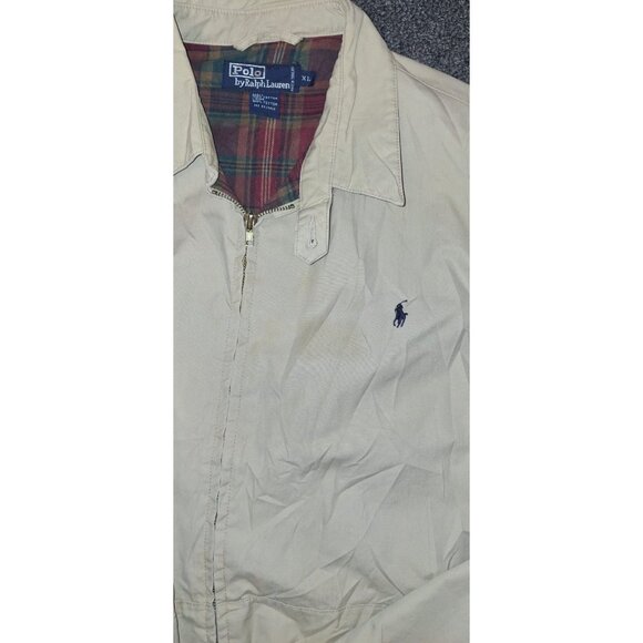 Polo Ralph Lauren Harrington Jacket Mens XL Khaki Beige Plaid Lined Pony Logo - Picture 2 of 5